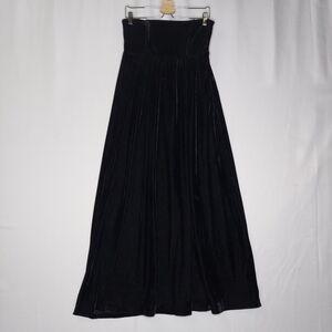 Vtg Y2K Limited Edition Strapless Velvet Maxi Dress Womens 6 Black Boning Witchy